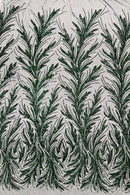 Leaf Design Stretch Sequins - Hunter Green - 4 Way Stretch Lace Mesh Sequins Fabric by Yard