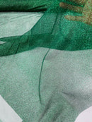 Shimmer Glitter Mesh Fabric - Hunter Green - Shiny Glitter Dots Design on Lace Mesh Sold By Yard