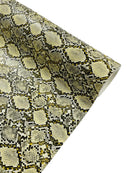 Snake Python Faux Leather Vinyl - Ivory - 3D Snake Print Design Embossed Vinyl By Yard