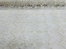 Damask Bead Fabric - Ivory - Embroidered Glamorous Fabric with Round Beads Sold By Yard