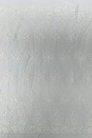 Corded Floral 3D Fabric - Ivory - Embroidered Floral Design on Lace Mesh Fabric by Yard