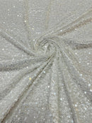 Heavy Duty Sequins Pearl Fabric - Ivory - Heavy Handmade Embroidery Lace with Sequins All Over By Yard