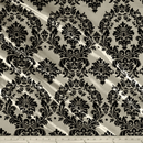 Flocked Taffeta Damask Design - Taffeta with Flocked Velvet Damask Design Sold By Yard