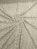 58" Minky Swirl Rose Fabric - Ivory - Soft Rosebud Plush Fur Fabric Sold By The Yard