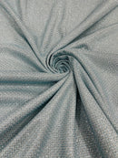 Diamond Shimmer Glitter Fabric - Light Blue - Sparkle Stretch Luxury Shiny Fabric By Yard