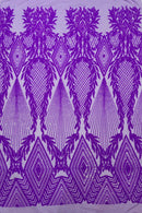 Triangle Sequin Fabric - Light Purple - Geometric Designs Spandex Mesh By Yard