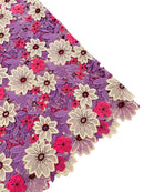 Multi-Color Guipure Lace Design Fabric - Lilac / Pink - Floral Lace Fabric by Yard