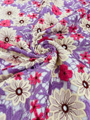 Multi-Color Guipure Lace Design Fabric - Lilac / Pink - Floral Lace Fabric by Yard