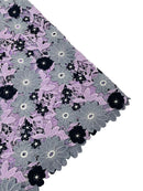 Multi-Color Guipure Lace Design Fabric - Lilac/Silver/Black - Floral Lace Fabric by Yard