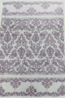 Beaded My Lady Damask Design - Lilac - Beaded Fancy Damask Embroidered Fabric By Yard