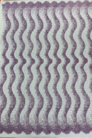 Mermaid Stripe Bead Design - Lilac - Embroidered Beaded Mermaid Theme Mesh Fabric by Yard