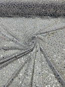 Heavy Duty Sequins Pearl Fabric - Lilac - Heavy Handmade Embroidery Lace with Sequins All Over By Yard