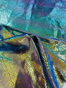 Anaconda Stretch Velvet - Mermaid Green - 58/60" Stretch Velvet Fabric with Anaconda Snake Print By Yard