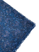 Butterfly Sequins Fabric - Navy Blue - Metallic Floral Butterfly Design on Lace Fabric By Yard