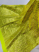 Cheetah Design Spandex Fabric - Neon Yellow - 58/60" Animal Print 4 Way Stretch Fabric By Yard