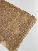 Beaded My Lady Damask Design - Nude - Beaded Fancy Damask Embroidered Fabric By Yard