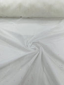Sparkling Glitter Tulle Fabric - Off-White - Sparkling Glitter Tulle Mesh Fabric Sold By Yard