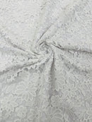Guipure Lace Design Fabric - Off-White - Solid Floral Lace Fabric by Yard