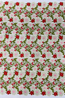 Multi-Color Guipure Lace Design Fabric - Olive/Red/White - Floral Lace Fabric by Yard