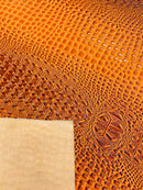 Gator Embossed Vinyl Leather Fabric - Orange - Faux Gator Skin Vinyl Fabric Sold By Yard