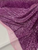 Mille Striped Stretch Sequins - Orchid - 4 Way Stretch Spandex Sequins Striped Fabric By The Yard