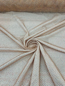 Fish Net Spandex Rhinestone Fabric - Peach - Solid Spandex Fish Net Design Fabric with Rhinestones by Yard