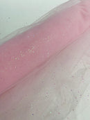 Sparkling Glitter Tulle Fabric - Pink - Sparkling Glitter Tulle Mesh Fabric Sold By Yard
