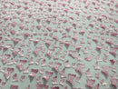 3D Butterfly Design Lace - Pink  - Embroidered Lace with 3D Butterfly Design By Yard