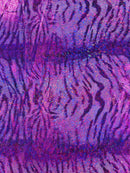 Tiger Design Spandex Fabric - Purple - 58/60" Animal Print Mystique 4 Way Stretch Fabric By Yard