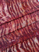 Tiger Design Spandex Fabric - Red - 58/60" Animal Print Mystique 4 Way Stretch Fabric By Yard