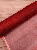 Shimmer Glitter Mesh Fabric - Red - Shiny Glitter Dots Design on Lace Mesh Sold By Yard