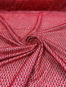 Beaded Glitter Tulle Fabric - Red - 60" Wide Shiny Glitter Mesh Fabric Sold By The Yard