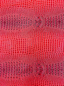 Gator Embossed Vinyl Leather Fabric - Red - Faux Gator Skin Vinyl Fabric Sold By Yard