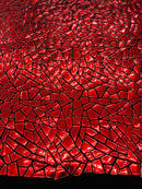 Mirror Sequins Velvet Fabric - Red - Large Shiny Mirror Cut Sequins By Yard