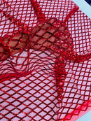 Diamond Sequins Fabric - Purple - Diamond Geometric Net Design on Mesh Lace Fabric By Yard