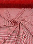 Fish Net Spandex Rhinestone Fabric - Red - Solid Spandex Fish Net Design Fabric with Rhinestones by Yard