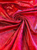 Iridescent Foggy Foil Fabric - Red Iridescent - Oil Slick 58/60" Stretch Foil Velvet Fabric By Yard