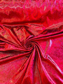 Iridescent Foggy Foil Fabric - Red Iridescent - Oil Slick 58/60" Stretch Foil Velvet Fabric By Yard