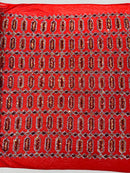 Fancy Gem Jewel Fabric - Red Iridescent - Geometric Stretch Sequins Design on Mesh By Yard