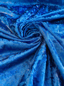 Iridescent Foggy Foil Fabric - Royal Blue - Oil Slick 58/60" Stretch Foil Velvet Fabric By Yard