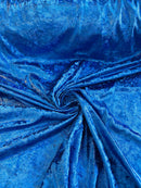 Iridescent Foggy Foil Fabric - Royal Blue - Oil Slick 58/60" Stretch Foil Velvet Fabric By Yard
