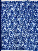 Embroidery Floral Bead Fabric - Royal Blue - Bridal Embroidery Beaded Floral  Fabric Sold by Yard