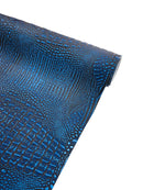 Alligator Faux Leather Vinyl - Royal Blue - Fabric 3D Scales Design Vinyl Alligator By Yard
