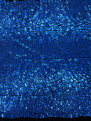 Mirror Sequins Velvet Fabric - Royal Blue - Large Shiny Mirror Cut Sequins By Yard