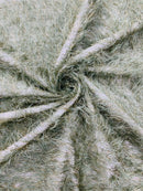 Metallic Eyelash Fabric - Sage Green / Gold - Feather/Eyelash/Fringe Design on Mesh By Yard