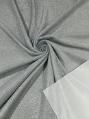 Diamond Shimmer Glitter Fabric - Silver - Sparkle Stretch Luxury Shiny Fabric By Yard