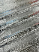 Anaconda Stretch Velvet - Silver - 58/60" Stretch Velvet Fabric with Anaconda Snake Print By Yard