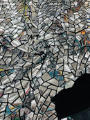 Mirror Sequins Velvet Fabric - Silver - Large Shiny Mirror Cut Sequins By Yard