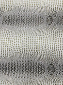 Gator Embossed Vinyl Leather Fabric - Silver - Faux Gator Skin Vinyl Fabric Sold By Yard