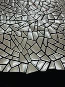 Mirror Sequins Velvet Fabric - Silver - Large Shiny Mirror Cut Sequins By Yard